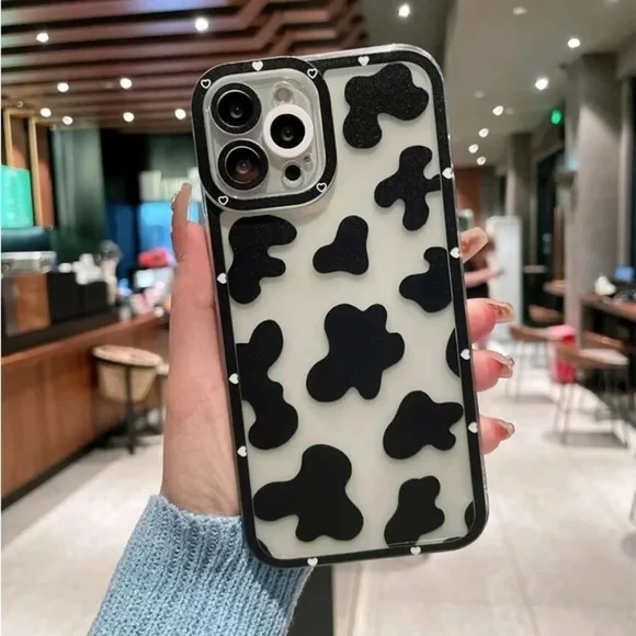 ⚠️Clearance iPhone 14/Pro/Pro Max Cow Pattern Clear Phone Case SAU - Picture 2 of 3